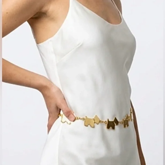 πΆGoldtone Scotty/Westie Dog Metal Link Chain Belt, adjustable, 38β, EUC - Picture 4 of 10